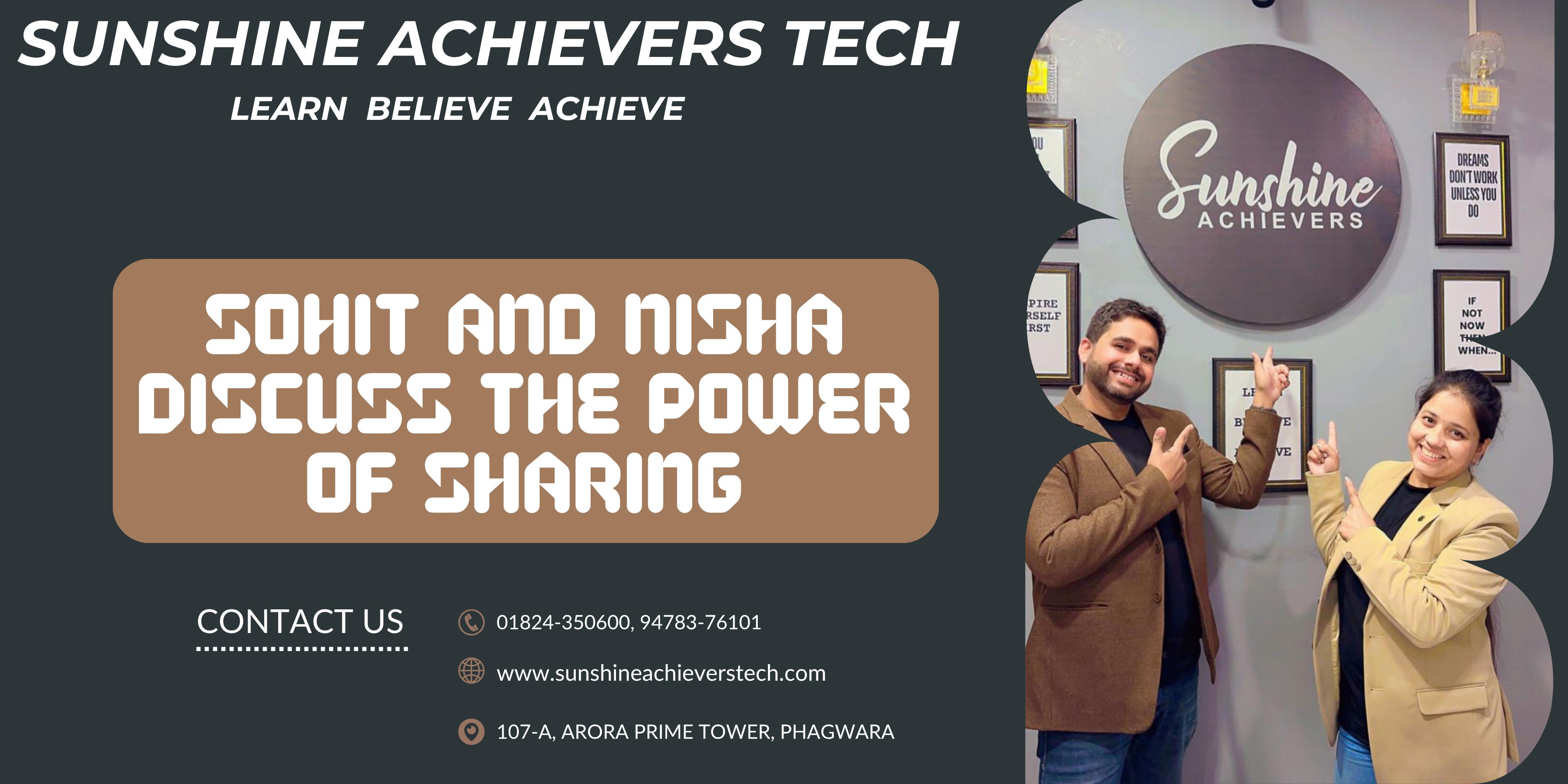 Sohit and Nisha discussing the power of sharing and meaningful conversations at Sunshine Achievers Tech