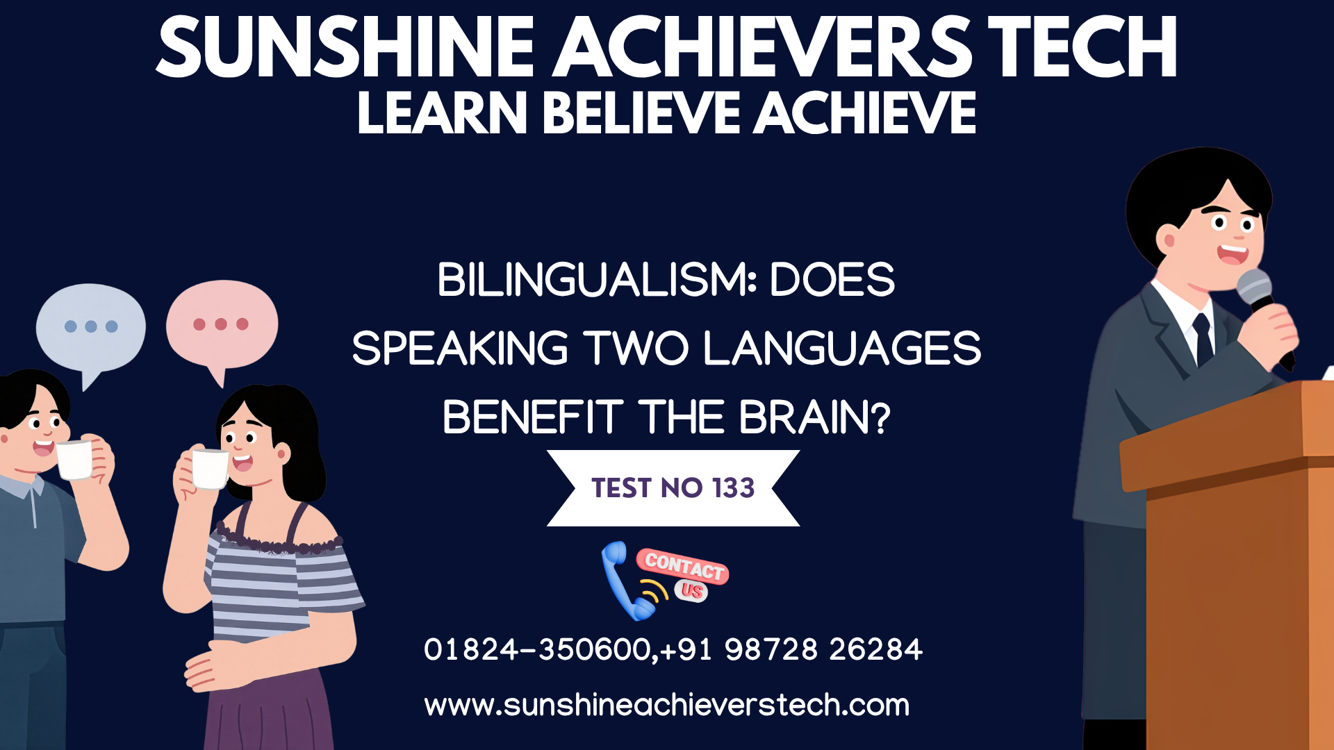 Children and adults communicating in two languages, representing bilingualism, cognitive development, and language learning.