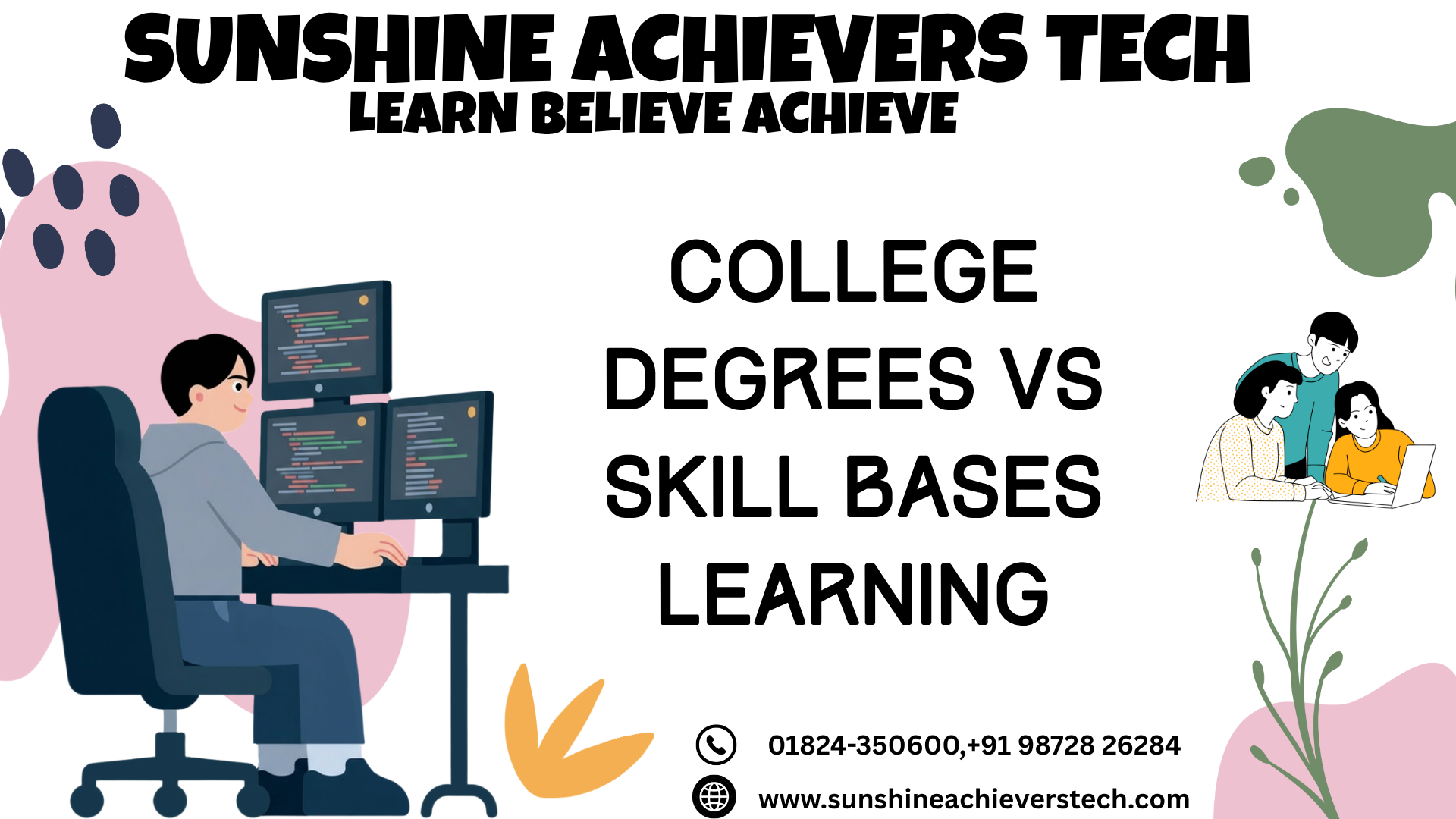 College Degrees vs Skill-Based Learning - Students choosing between university education and practical skills training