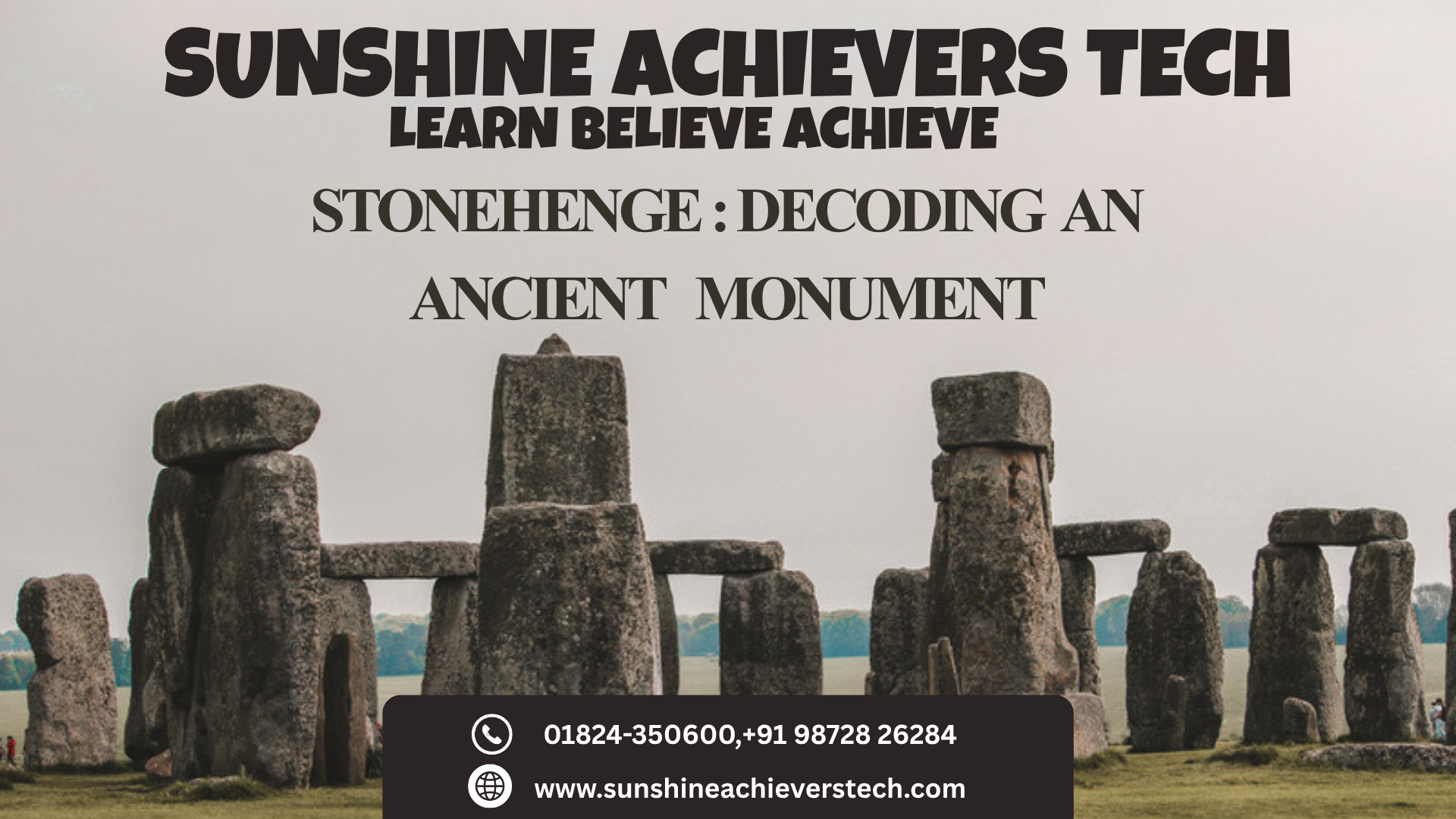 Stonehenge monument on Salisbury Plain featuring massive standing stones arranged in circular formations, with archaeologists and modern surveying equipment studying the prehistoric site.
