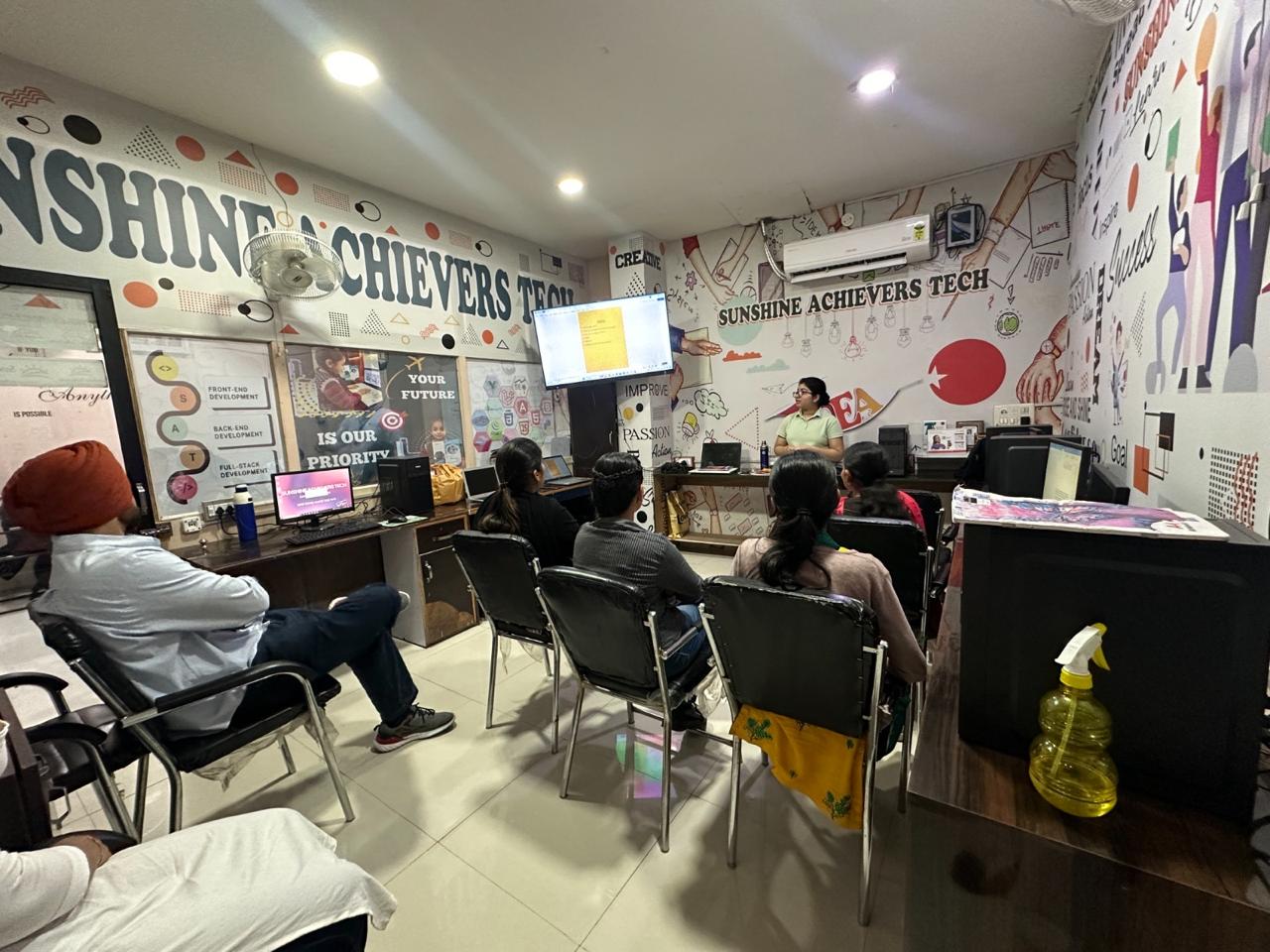 A student delivering a presentation on a topic at Sunshine Achievers Tech