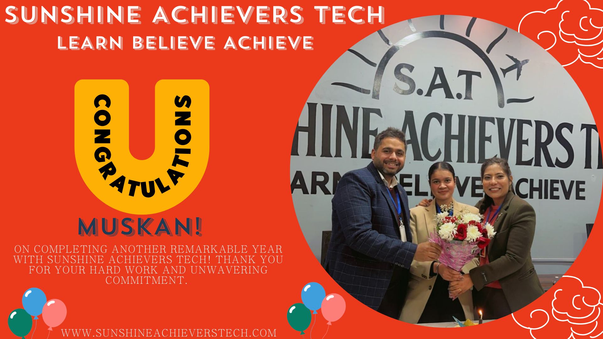 muskan celebrating at sunshine achievers tech